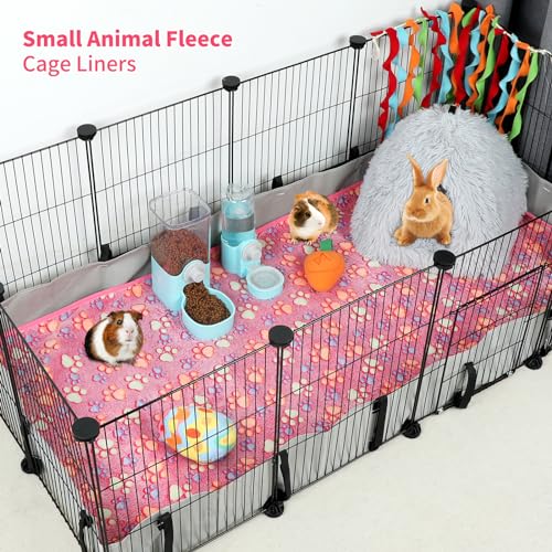 YUEPET Waterproof Guinea Pig Blankets 6 Pack, Fleece Cage Liners, L | Guinea Pig Fleece Cage Liners, Waterproof Backing, Machine Washable, Soft Fleece Surface, 48 x 24 in - color: Purple+blue+beige+white+pink+coffee, size: L-48"×24"