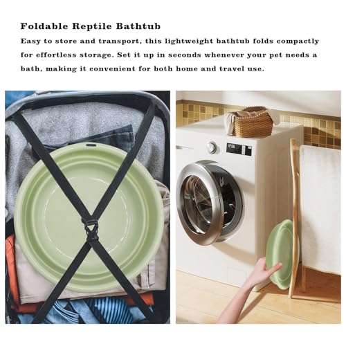 Bearded Dragon Accessories, Bearded Dragon Pool with 2 Bath Brushes and 1 Towel, Reptile Bath Tub, Reptile Swimming Pool for Lizard, Geckos, Tortoises - size: Small