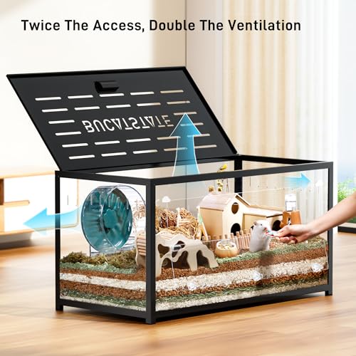 BUCATSTATE Hamster Cage 2.0, Large Hamster Enclosure (39in, Black) | Stackable 5.4 ft² Large Habitats with Deep Beddiing Base, Sturdy Aluminum Frame, Front and Top Access, Easy Assemble - color: Black, size: 39.3"L x 19.7"W x 20.6"H