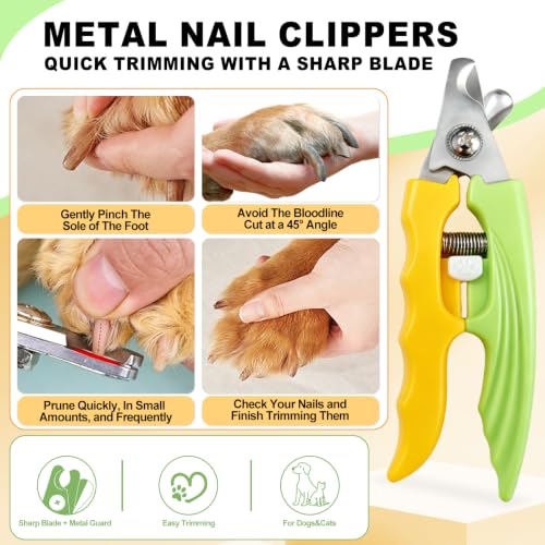 Yellow Green Large Dog Nail Clipper with Guard Dog Nail Trimmer | Stainless Steel Blade,Ergonomic Fishtail ABS Handle,Cat Nail Clipper,Cat Nail Trimmer,Cat Toenail Clipper,Pet Nail Trimmer - color: Yellow Green, size: 6.38in/16.2cm