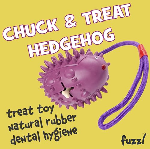 Fuzzl Eco Rubber Chuck & Treat Hedgehog - Purple - Long Lasting Dog Chew Toys for Aggressive Chewers Strong Dog Toy for Dogs Durable Puppy Toys - style: Hedgehog Purple