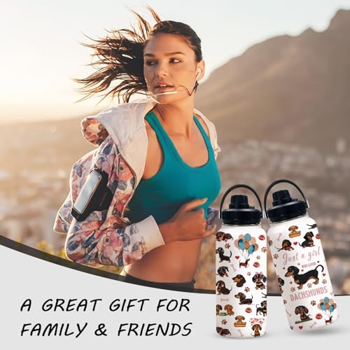 Dachshund 32oz Water Bottle, with Handle Lid Bottle, Insulated Cup | 32oz Stainless Steel Sport Tumbler, Leak-proof Coffee Mug, Thanksgiving Christmas Birthday Gift for Dachshund Lovers - color: Dachshund