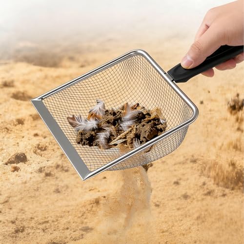 4 Pack Chicken Poop Scooper, 5.5" Metal Mesh Shovel | 2.0mm/2.8mm/3.8mm/5mm Holes, Chicken Coop Rake for Sand Litter, Suitable for Chickens, Cats, Rabbits, Hamsters & Reptiles - size: 5.5" 4 Set