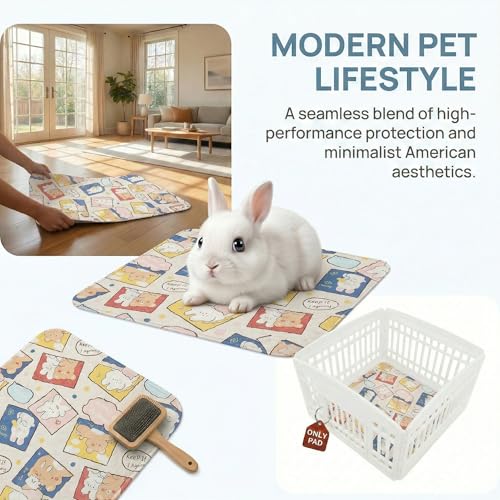 PJYuCien 36"x36" Reusable Playpen Training Pad for Puppies, Blue | Ideal for Small Animals, Dog Crate Pad, Travel Mat, Sofa Protector, Non-slip Dotted Bottom, Machine Washable - color: Pink Rabbit, size: 36"x36" (1 Pack)