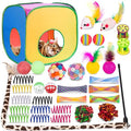 Retro Shaw 33 Pack Cat Toys Set with Tunnel, Large, 21.3Inches | Interactive Kitten Toys Packs, Feather Wand Kit, For Indoor Cats, Collapsible Tent - color: For cats over 12lbs