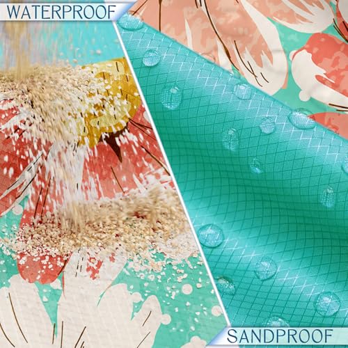 BYDOLL Beach Blanket Waterproof Sandproof,78''X81''/78''X110'' Large Sand Free Oversized Lightweight Sand Resistant Blanket, Picnic Mat for Beach Travel Camping Hiking Essentials - color: Flowers, size: 78''X81"