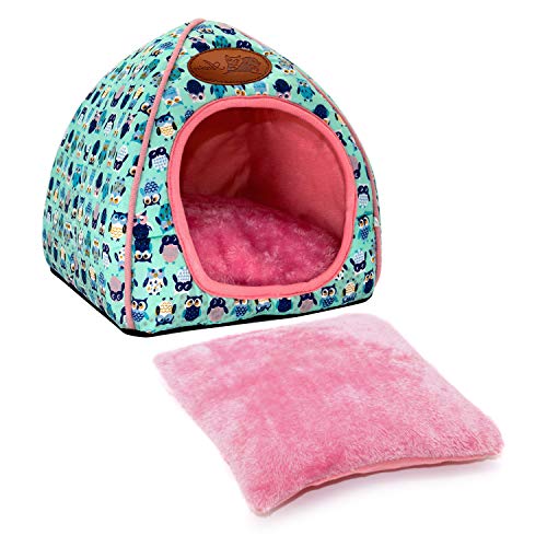 Guinea Pig Bed Hideout, Washable Hamster Cave for Small Animals | Removable Cushion for Cleaning, Warm Fleece Nest, Washable Bed, 10.23 x 10.23 x 11 in, Dwarf Rabbits Hedgehogs - color: Navy Blue