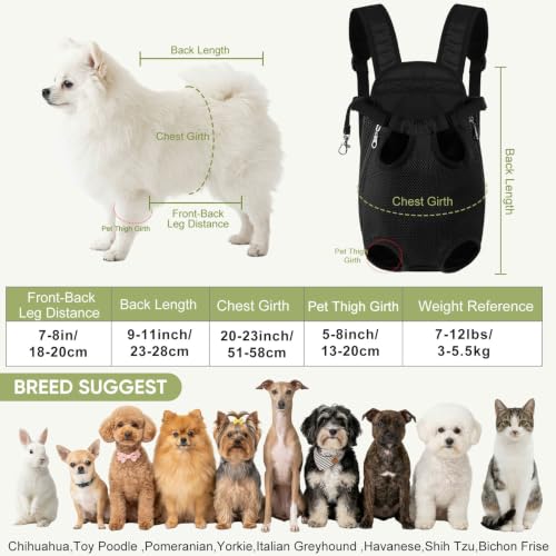 Upgraded Dog Carrier Backpack,Breathable Mesh,Portable Foldable Cat Carrier Sling for Hiking/Camping,Adjustable Legs Out Pet Front Carriers Travel Bag for Small Dogs,Puppy,Cat,Rabbit,Black - color: Black-1