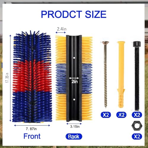 2PCS Livestock Scratching Brush,Goat Scratcher Brush Post with Cleaning Tool, Grooming and Massage Brushes for Donkeys Horse Sheep Cow scratchers, Animals Back Scratching Itch - color: Blue