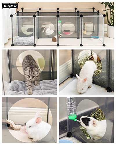 DINMO 4 Plastic Panels with Game Holes, Playpen Accessories, 11.8" x 15.7" | Grey Transparent, For DIY Cube Small Animal Playpen, Idea for Creating Exercise Fence or Exploration Maze - style: Grey Plastic Panel - 4 pcs