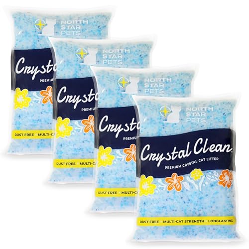 Crystal Clean Premium Fresh Scent Crystal Cat Litter with Odor Control (5X Faster), Best Lightweight, Non Clumping Kitty Litter to Absorb Urine, Dries Solid Waste (4X4.3 Lb Bags) - size: 4X4.3 Lb Bags