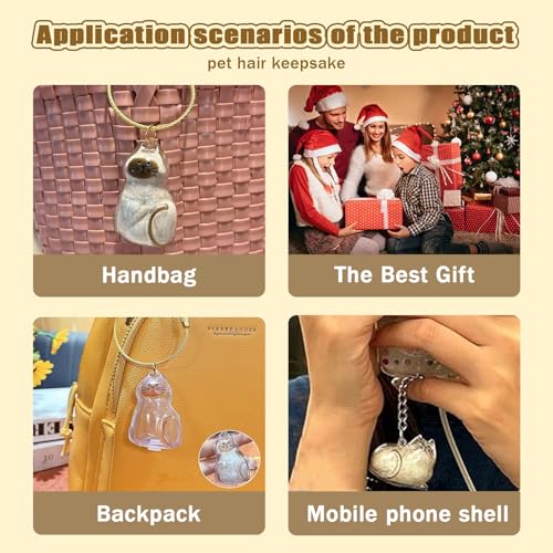 6pcs Cat Fur Storage Bottle of Keychain,Transparent Pendant for Cat & Dog Hair Collection,Capsule Toys Pet Hair Container,-Animal Lovers Keepsake Gift