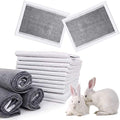 kathson Rabbit Pee Pads Disposable Cage Liners 50PCS All Absorb Black Carbon Odor Control Bunny Training Accessories with Quick-Dry Surface for Puppy Guinea Pig Kitten Hedgehog Small Animals - size: 17.7" x 23.6" / 50PCS