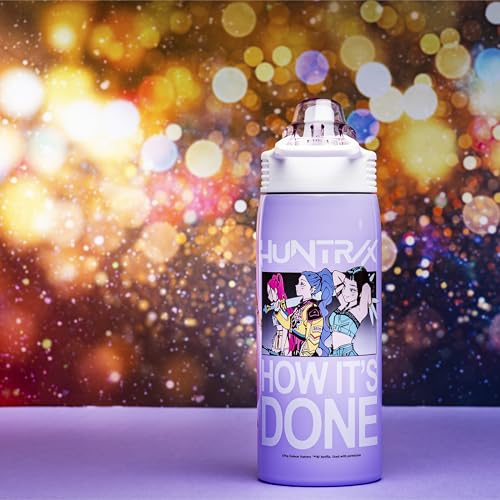 Zak Designs KPop Demon Hunters Sage 19oz Leak-Proof Straw Kids Water Bottle | BPA Free, Insulated Stainless Steel, Cupholder Friendly, Dishwasher Safe, Lid Lock, Handle, For School, Home, Travel, Outdoor - color: KPop Demon Hunters (Rumi, Mira, Zoey)