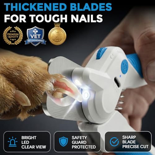 2-in-1 Cat Nail Clipper with Light for Small Medium Large Dogs | Cat Trimmer Grooming with Built-in File, Stainless Steel Blades Cutter, Ideal for Small, Medium & Large Pets, Blue - color: Blue