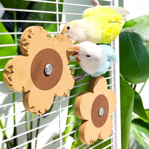 Bird Toys, Cork Chew Spinner Toy with 2 Replacement for Cage, Parakeet Toys, Bird Cage Accessories for Budgies, Cockatiels, Lovebirds, Green Cheeks, Small to Medium Birds