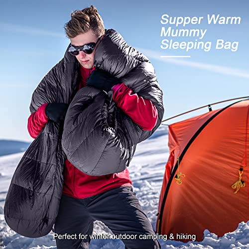 0 Degree Down Sleeping Bag for Adults,Cold Weather Backpacking | 650 Fill Power Down, 4-Season Use, Large Lightweight Compact Carry, Camping Hiking Backpacking - color: -8 Degree