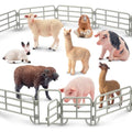 Toymany Realistic 17PCS Farm Animal Figurines Set with Fence, Includes Pigs, Sheeps, Alpaca and Rabbits Figures, Educational Toy Easter Bunny Figures Cake Toppers Birthday Gift for Kids Toddlers - style: Farm Set (17PCS)