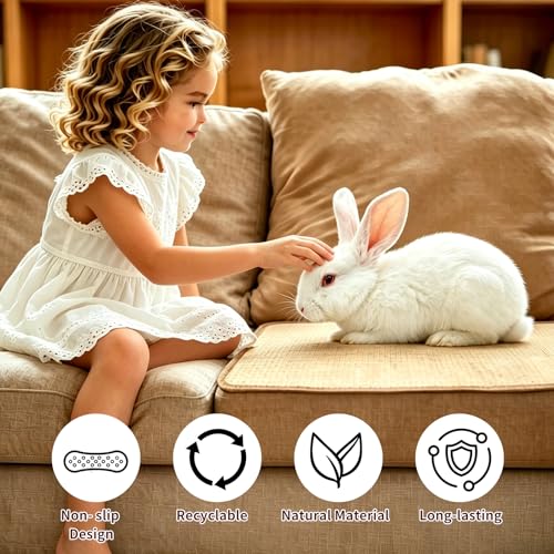 2Pcs 16x12 Inch Natural Sisal Rabbit Scratching Pad | Natural Bunny Scratching Pad Claws and Teeth Care Rabbit Mats for Cages