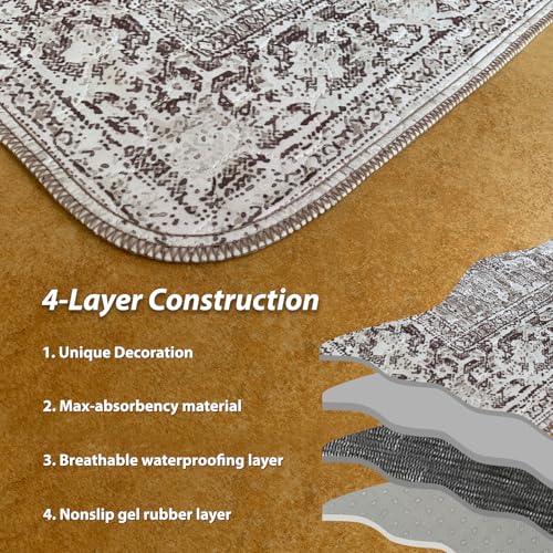 nunubaby 4PACK Washable Pee Pads for Dogs, Stylish, Non-Slip and Leak-Proof Pee Pads. Reusable Potty Pads for Dogs for Crates and Floors.(Brown/Geo,18" x24" ) - color: Brown/Geo, size: 18x24 Inch (Pack of 4)