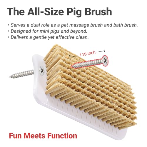4 Pcs Pet Enrichment Toy, Pet Grooming Brush & Scratch Toy 2-in-1 for Mini Pig,Cats, Dogs - Includes Mounting Screws for Easy Install