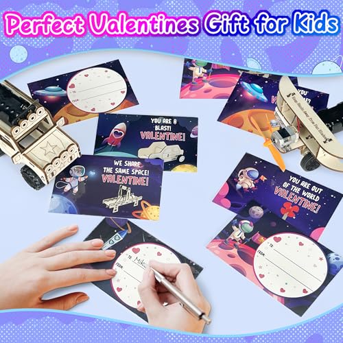 kortes Valentines Day Cards for Kids Classroom, 24 Pack Valentines Gift Cards with Stem Kits, Valentine's Party Favors Toys for Boys Girls and Valentine School Exchange Gifts Greeting Cards - style: valentines