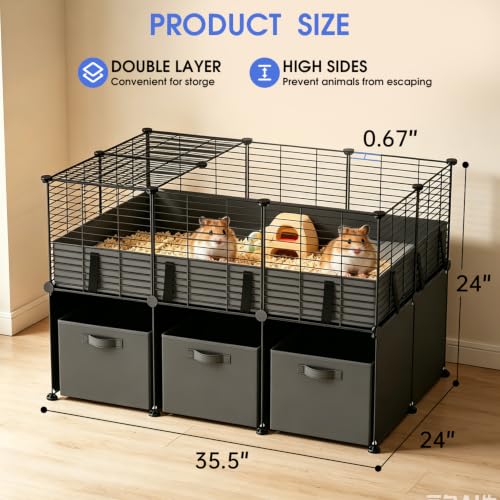 Guinea Pig Cages Small Animal Playpen with Waterproof PVC Liner | Washable PVC Liner & Storage Space for Guinea Pigs, Hamsters, Hedgehogs & Ferrets, Indoor Pet Enclosure Wire Yard Playpen