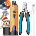 Dog Nail Grinder, Dog Nail Trimmers and Clippers Kit, Super Quiet, Rechargeable, for Small Large Dogs Cats Toenail Claw Grooming,3 Speeds - color: Summer Orange