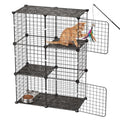 VEVOR Cat Cage 3-Tier 28"x13.98"x40.98" DIY Cat Playpen Indoor Enclosure, Detachable Metal Wire Kennel Crate, Large Exercise Place Ideal for 1-2 Cats, Kittens, Rabbits, Ferrets & Small Animals, Black - size: 28.0"L x 14.0"W x 41.0"H