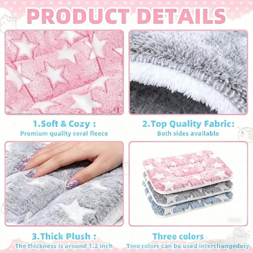 Steelhill Small Pet Bed 3 Pcs Animal Beds for Rabbit,Guinea Pig,Chinchilla,Hedgehog,Ferret & More Warm,Cozy,Soft Washable Bunny Pet Mattress for Indoor