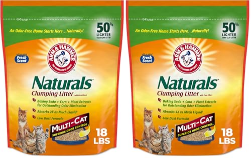 ARM & HAMMER Naturals Clumping Cat, Litter Odor Control, Multi Cat Litter, 18 lb. Bag (Pack of 2) - size: 18 Lbs (Pack of 2)