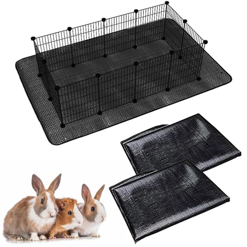 Oncpcare Waterproof Pet Playpen Mats for Rabbits 2 Pack, 59×39 in (Black) – Floor Protector and Easy-Clean Cage Liner for Bunny, Guinea Pig, and Small Animal Habitat - color: 59x39 in (2pcs)