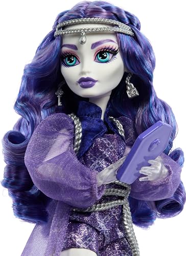 Monster High Spectra Vondergeist Doll | Ghost in Purple Clothes, Includes Pet Ferret Rhuen, 7 Accessories like Backpack, Tablet, Snacks and More (Amazon Exclusive) - style: Spectra Vondergeist