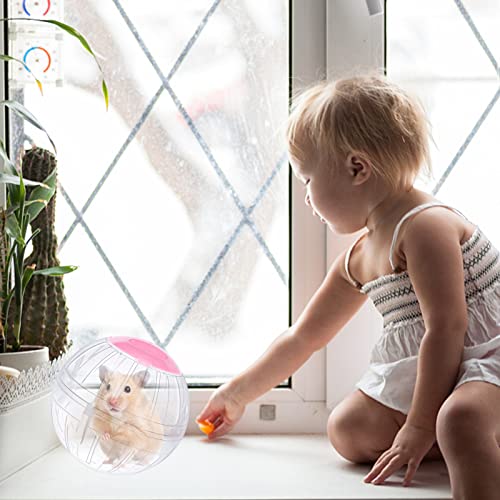 Hamster Exercise Ball, 5.7 Inch Transparent Running Wheel | Dwarf Hamsters to Reduce Boredom and Increase Activity - color: Pink