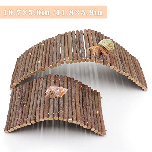 Hermit Crab Climbing Toys, Wooden Hermit Crab Hideout, Reptile Tank Habitat Decor, Bendable Ladder Bridge Tunnel Toys for Lizard Chameleon Hamster Rats Chinchilla Guinea Pig Rabbit Bearded Dragon - style: 11.8×5.9 Inches