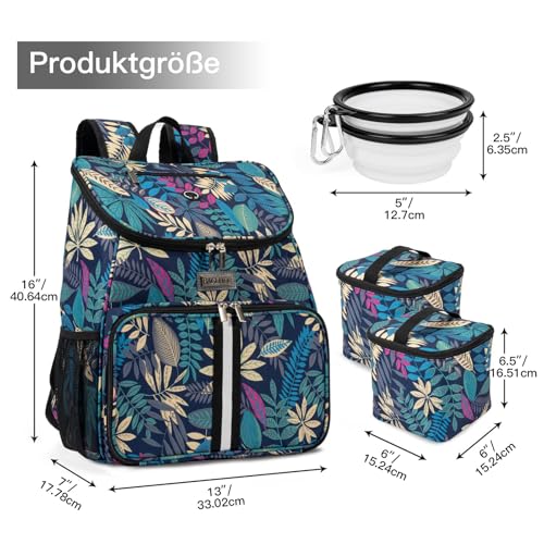 BAGLHER丨Dog Travel Bag, Airline Approved Pet Supplies Backpack, Dog Travel Backpack with 2 Silicone Collapsible Bowls and 2 Food Baskets - color: Hawaii-A