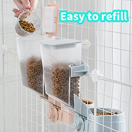 Oncpcare 1L Hanging Small Animal Feeder with Lid Rabbit Feed Box, Automatic Guinea Pig Food Feeder, Great for Rabbits, Ferrets, Cats, Birds and Other Small Animals - color: Pink