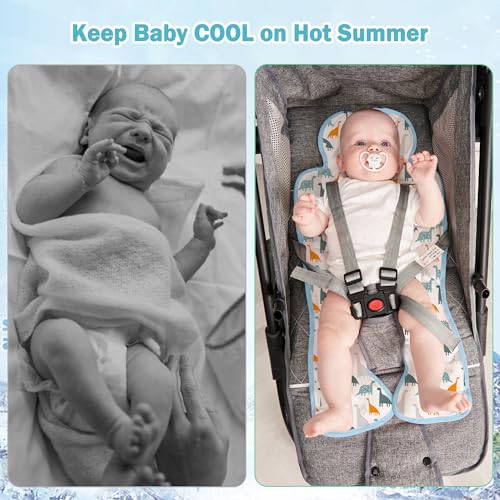 Gel Car Seat Cooler Pad,1 Pack Double Sides-Universal Baby Stroller Ice Cushion Cooler Mat,Summer Cooling Seat Liner,Multifunctional Suitable for Baby Dining Chair,Child Safety Seat (Dinosaur+Dog) - color: Dinosaur+Dog
