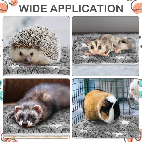 Haull 4 Pcs Waterproof Guinea Pig Bedding Soft Dog Cat Bed Crate Mat Small Animal Plush Cage Liners Rabbit Bunny Kennel Pad Reversible Cozy Pee Thickened Hamster Pad(Double Star,13 x 10 Inch) - size: 13 x 10 Inch