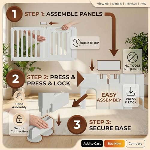 Dog Playpen with Door, Portable Large Puppy Playpen for Indoor & Outdoor Use, Tool-Free Assembly Modern Pet Play Pen for Dogs, Cats & Rabbit Cage - color: 10 Panels 2 Door, style: 10 Panels 2 Door