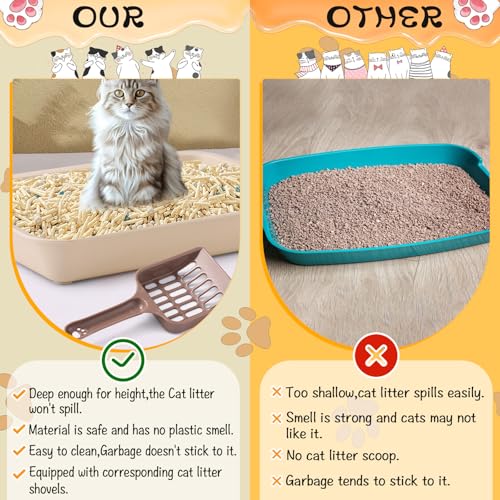 6 Pcs Kitten Small Litter Box Set, Color Plastic Kitten Litter Pan with 6 Scooper Cat Litter Box Cat Litter Box Travel Toilet for Small Pet Kitty Bunny Guinea Pig - color: C-color