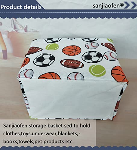 Rectangular Basketball Baskets,Football Basket Organizer.Baseball Basket with Handles.Basketball Bins,Clothers,Books,Kid's Gifts Storage. (Ball) - color: Ball