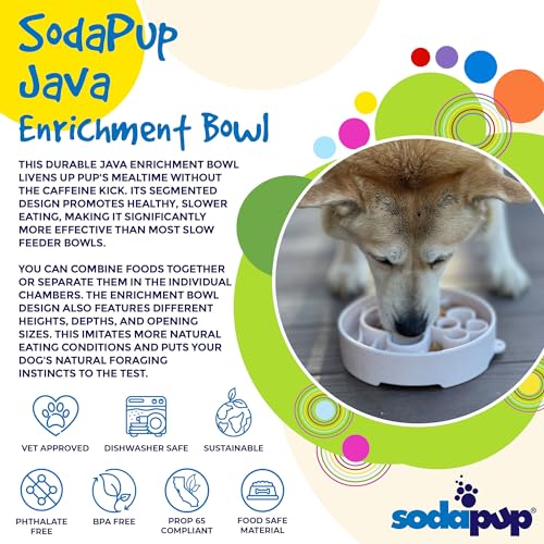 SodaPup Java Enrichment Bowl – Durable Enrichment Feeder Made in USA from Non-Toxic, Pet-Safe, Food Safe Material for Mental Stimulation, Slowing Down Eating, Healthy Digestion, & More - color: Java eBowl Mocha Speckle