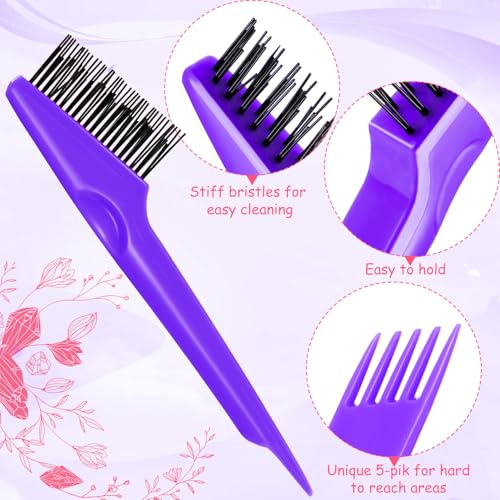 Yaomiao 2 Pcs Hair Brush Cleaner Tool 2-in-1, Purple Hairbrush Cleaner for Removing Hair Dust, Mini Comb for Removing Dirt, Home Salon Use - color: Purple