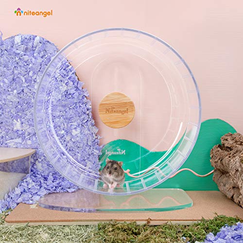 Niteangel Super-Silent Hamster Exercise Wheels: Quiet 11 inch Running Wheel | Can 11.6-15.4" Adjustable Height - No Bend Back Spinner Running for Dwarf Syrian Hamster Gerbils Mice Or Other Small Animal - color: Transparent, size: Large