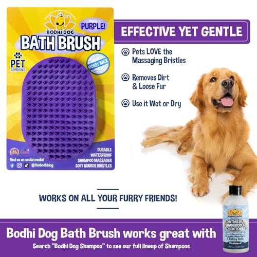 Bodhi Dog Shampoo Brush - Pet Grooming & Bath Supplies for Dogs and Cats - Bath Brush for Long & Short Hair - Premium Scrubber for Shower, Showerhead, Sprayer & Bathing (One Pack, Purple) - color: Purple, size: 1 Pack