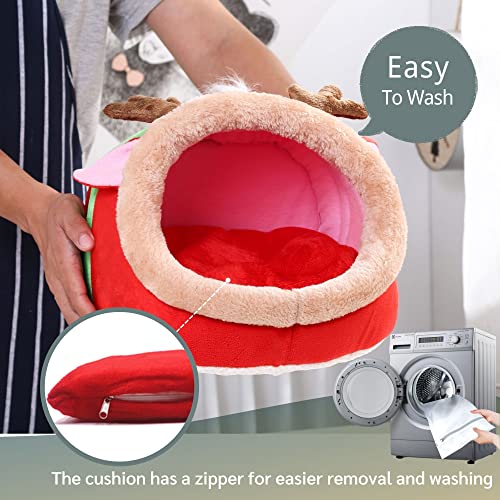 JanYoo Small Pet Gerbil Hedgehog Guinea Pig Bed Accessories Cage Toys Bearded Dragon House Hamster Supplies Habitat Ferret Rat for Christmas (XL, Reindeer) - color: 5-Reindeer, size: XL