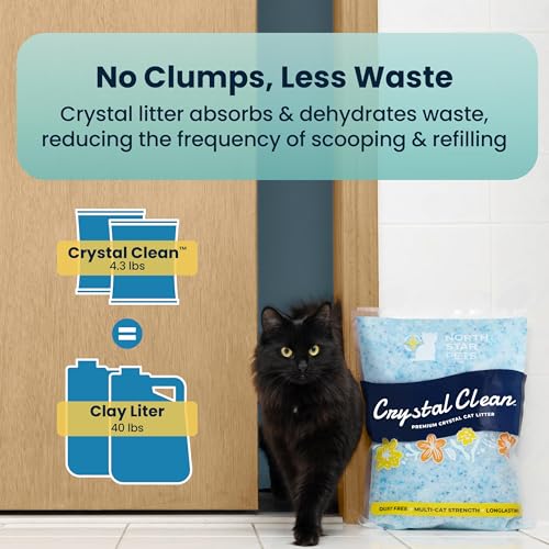 Crystal Clean Premium Fresh Scent Crystal Cat Litter with Odor Control (5X Faster), Best Lightweight, Non Clumping Kitty Litter to Absorb Urine, Dries Solid Waste (4X4.3 Lb Bags) - size: 4X4.3 Lb Bags