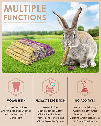 Bissap 36PCS Rabbit Chew Sticks, Mixed Natural Flower Rose Chrysanthemum and Forget-me-not Chew Toys Treats for Rabbit Bunny Chinchilla Guinea Pig Hamster and Other Small Animals Molar Snacks - size: 36 pieces