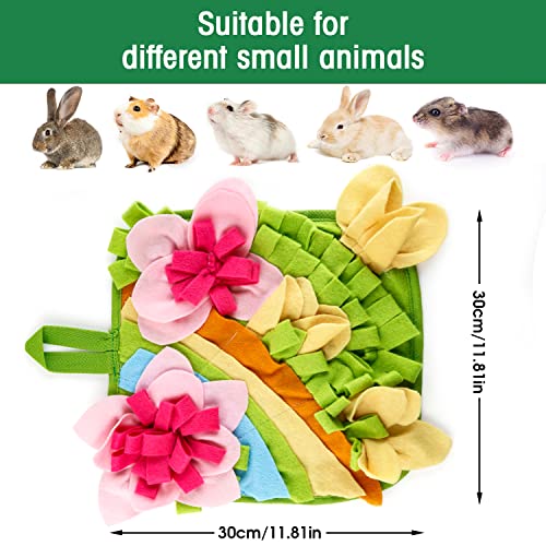 Rabbit Foraging Mat, 11.8" X 11.8" Interactive Feeding Game, Machine Washable Felt Fabric Pet Foraging Mat for Rabbits, Guinea Pigs, Hamsters, and Small Animals Anti Slip Feeding Mat Treat Dispenser - color: pink